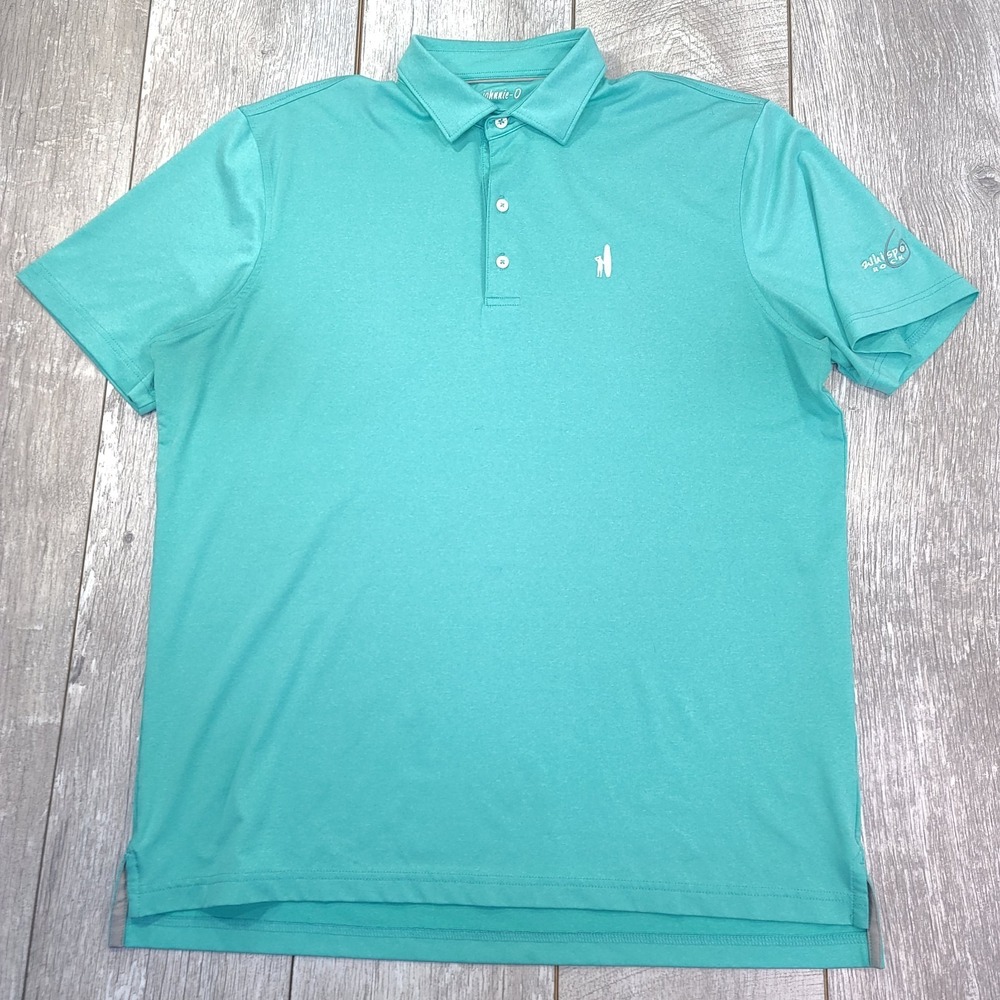 Johnnie-O Mens Performance Jersey Polo Size Large Sea Glass Short Sleeve Top